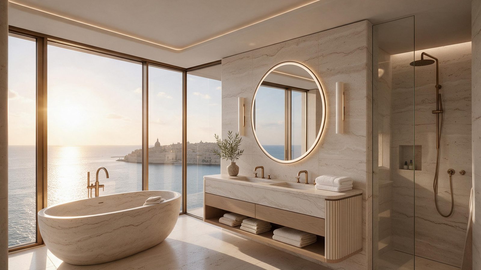 Bathroom with freestanding bath